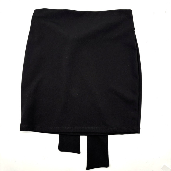 Forever 21 Cherry Mellow Black Stretch Tie Front Mini Skirt Size L 28x17.5" - Picture 9 of 10